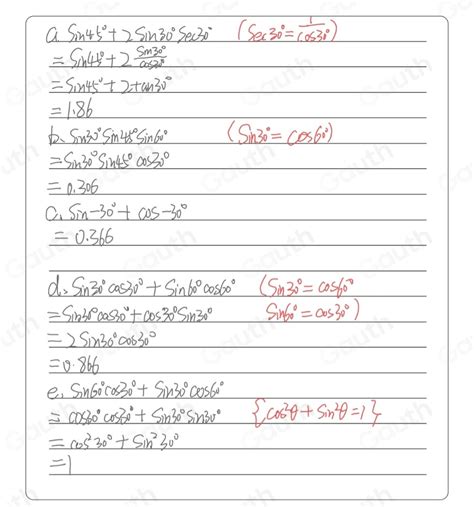 Solved: Find the exact value of the following: a) sin 45°+2sin 30°sec ...