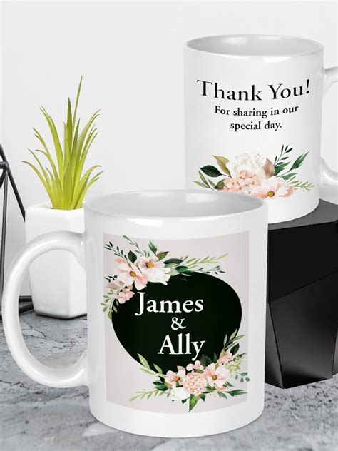 Personalised Floral Wedding Mug