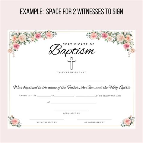 Printable Baptism Certificate Fillable Holy Baptism Template Catholic