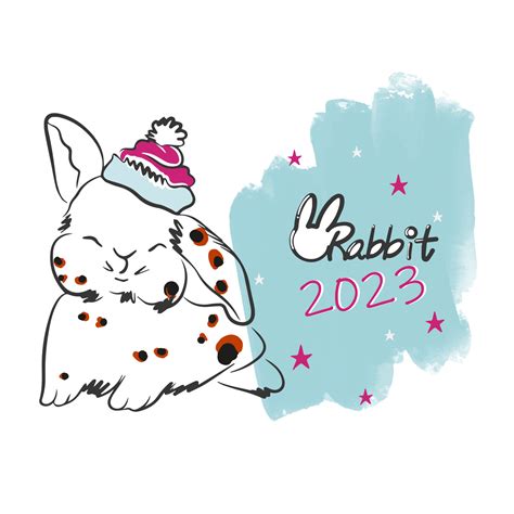 Funny roller hat, year of the rabbit, 2023, doodle 14676206 Vector Art at Vecteezy