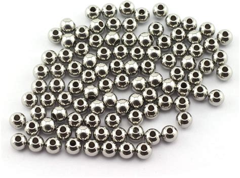 Aylifu 100pcs Round Spacer Beads 304 Stainless Steel Seamless Smooth Rondelle