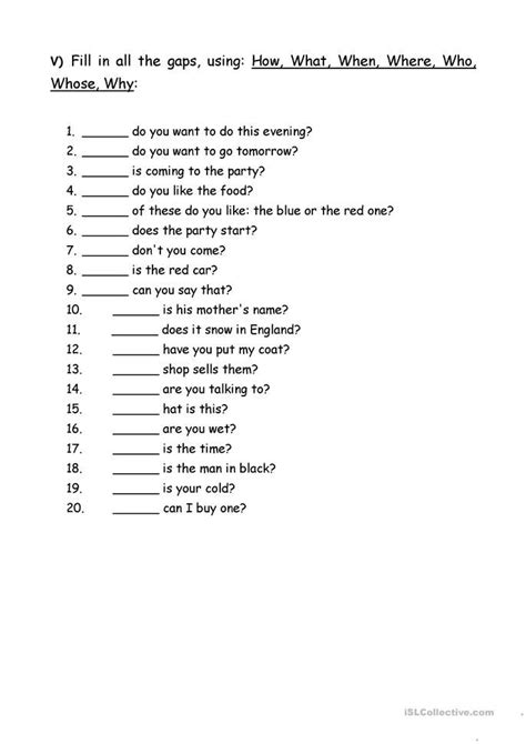 Exercises Wh Question Words Worksheet Free Esl Printable Worksheets