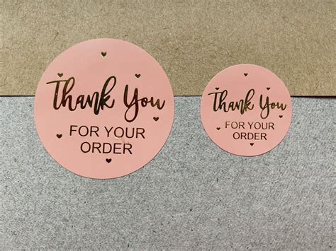 Thank You For Your Order Stickers Pink Gold Foil Business Labels