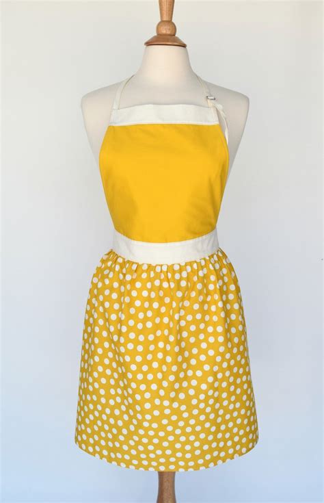 On Sale Apron For Women Handmade Apron Mustard Yellow Etsy Womens