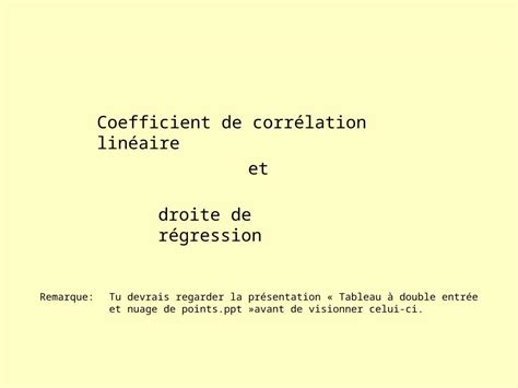 Ppt Coefficient De Corr Lation Lin Aire Et Droite De R Gression