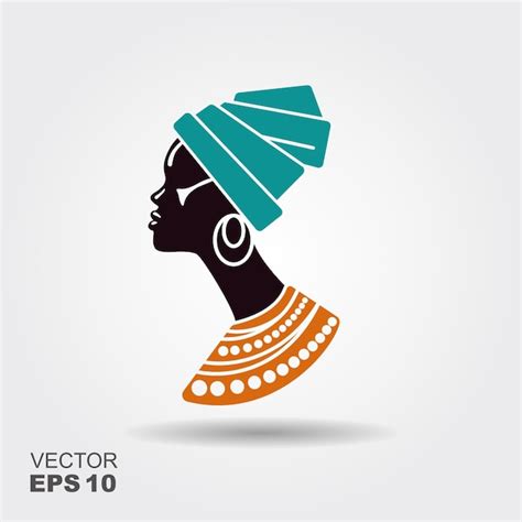 Retrato Hermosa Mujer Africana En Turbante Tradicional Vector Premium