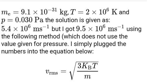 Calculate The Rms Speed In Cm Sec Of A Free Elctron Brainly In