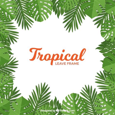 Marco De Hojas Tropicales En Estilo Plano Vector Gratis