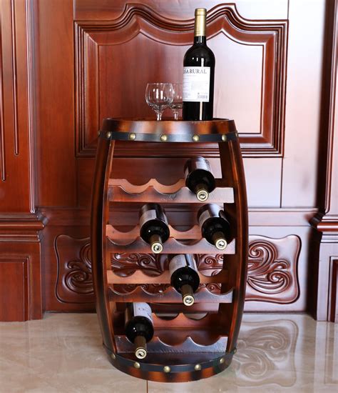 Vintiquewise Wooden Barrel Shaped 14 Bottle Wine Rack Amazonca Home