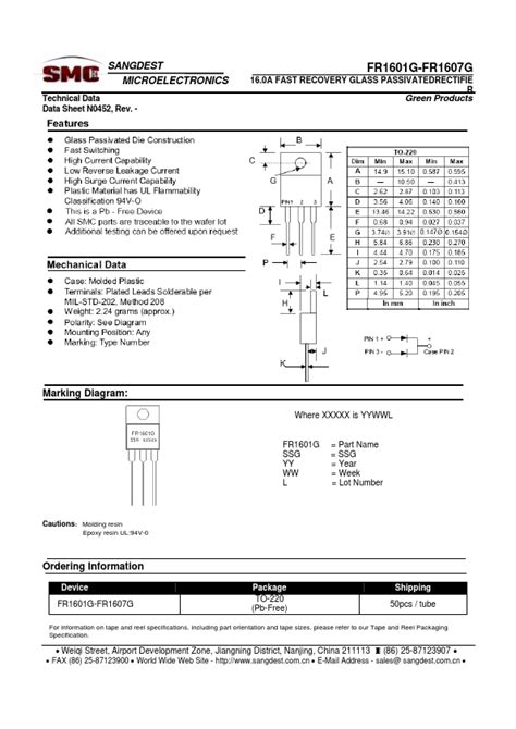 Fr G Datasheet Passivatedrectifier Equivalent Sangdest