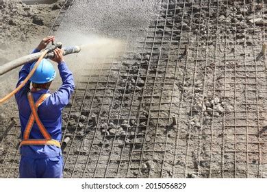 Worker Doing Shotcrete Process Where Process Stock Photo 2015056829 ...