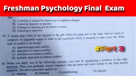 General Psychology Final Exam Part 2freshman Psychology Youtube