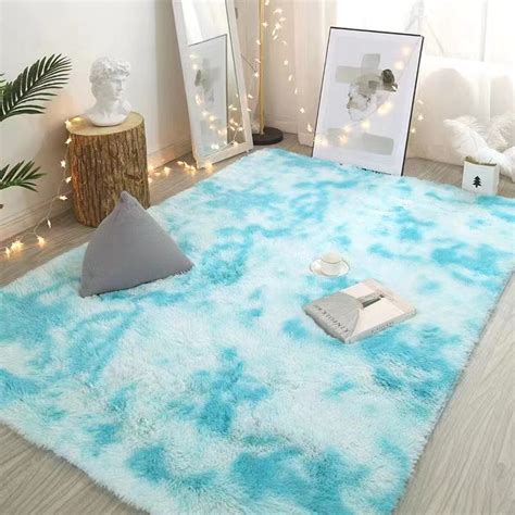 200x300cm Baby Blue Fluffy Rugs – Ideal for Cozy Living Rooms – Dr ...