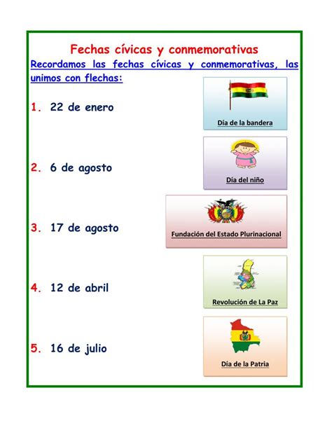 Ejercicio de Fechas cívicas Cuadernos interactivos Ciencias sociales