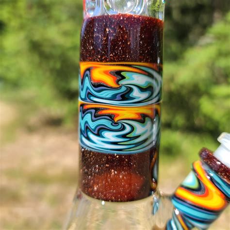 Red Augy X Tako Collab 15 Linework Beaker Bong Tako Glass