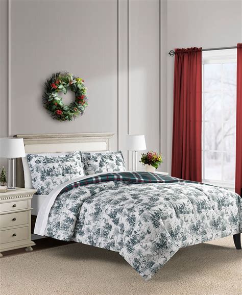 Sunham Holiday Toile 3 Pc Full Queen Comforter Set Macys