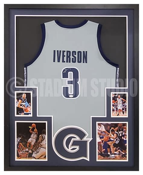 Allen Iverson Autographed Framed Georgetown Grey Jersey - The Stadium ...