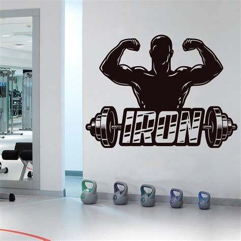 Bodybuilder Decal Gym Wall Stickers Dumbbell Fitness Wall Decal Gym