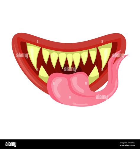 bouche de monstre fangs pointus et langue à fourche illustration