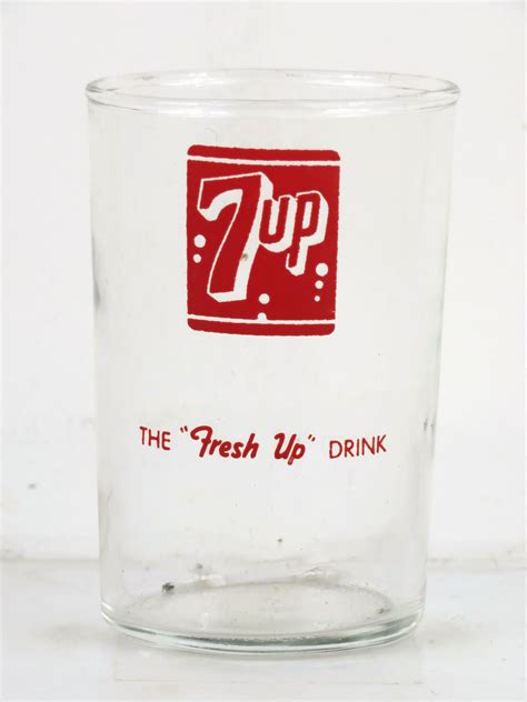 1965 7up Fresh Up Red 3½ Inch Tall Acl Drinking Glass Sold At