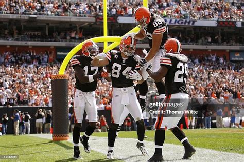 Cleveland Browns Joe Jurevicius victorious during endzone celebration ...