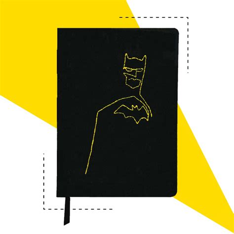 Caderno Batman Bordado Caderneta Moleskine Sketchbook Artesanal