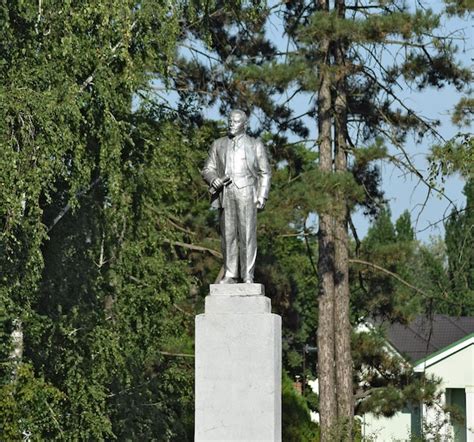 Antigo Monumento A Lenin Um Busto De Concreto De Lenin Perto Do Centro