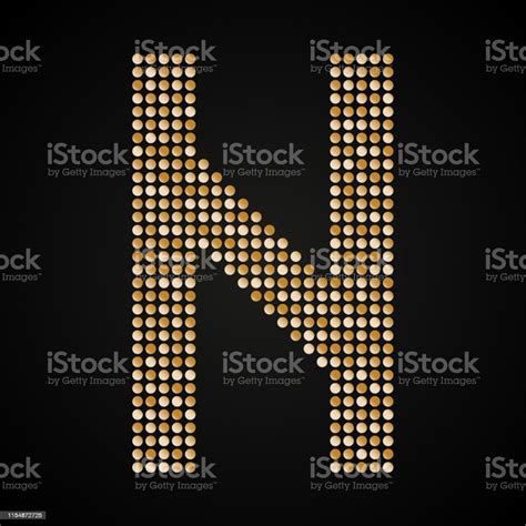 Vector Gold Glitter Sequins Letter N Stock Illustration Download Image Now Letter N Spotted