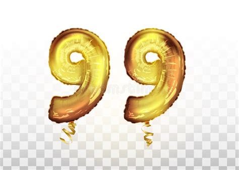 Vector Golden Foil Number Ninety Nine Metallic Balloon Party