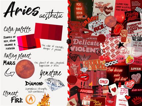 Aries Zodiac Aesthetic Moodboard Collage Trend Board Zodiac Art Zodiac