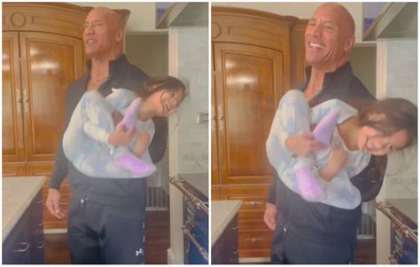 WWE: The Rock bicep curling his daughter is seriously impressive