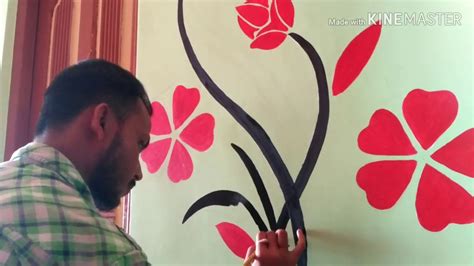 Beautiful Flower Wall Painting Youtube