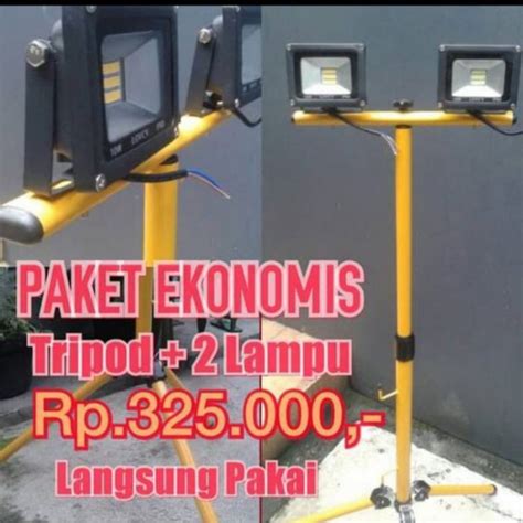 Jual Paket Tripod Tripot Lampu Plus Lampu Sorot 10w 10 Watt Dudukan