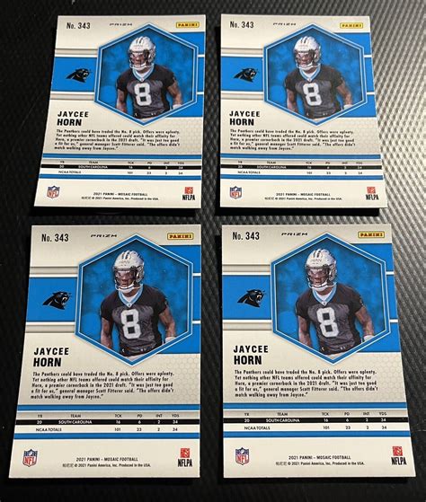 Panini Mosaic Jaycee Horn Panthers Card Orange Prizm Rookie Lot