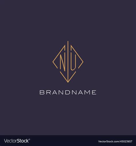 Initial Letter Nu Logo Monogram With Diamond Vector Image