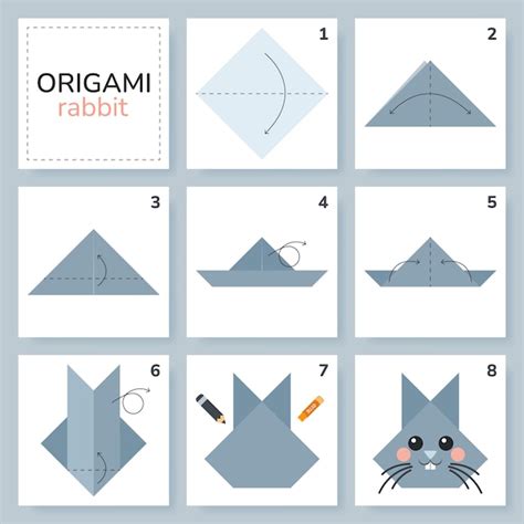 Tutorial De Esquema De Origami De Coelho Modelo Em Movimento Origami