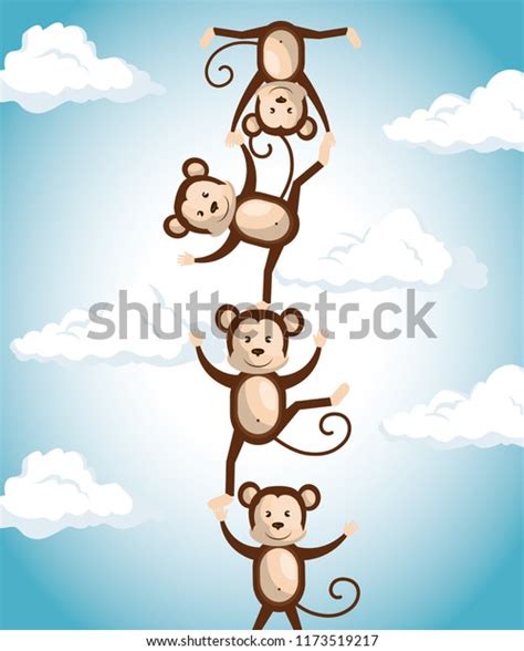 Monkeys Circus Show Icons Stock Vector Royalty Free