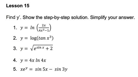 Solved Derivative Of Logarithmic And Exponential Function