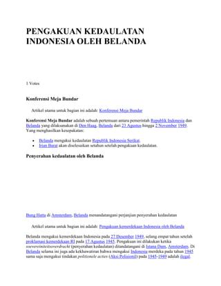 Pengakuan Kedaulatan Indonesia Oleh Pdf