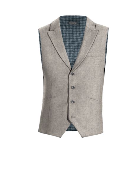 Graue Donegal Tweed Weste Mit Spitz Revers