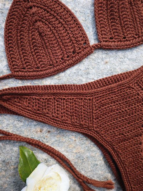 Handmade Crochet Bikini Set In Cotton Custom Made Summer Swimwear Beachwear Swimsuit
