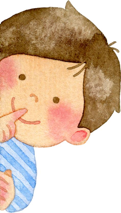 【3セット】ひょっこりと顔を出す子供たちの水彩イラスト 水彩の挿し絵屋さん