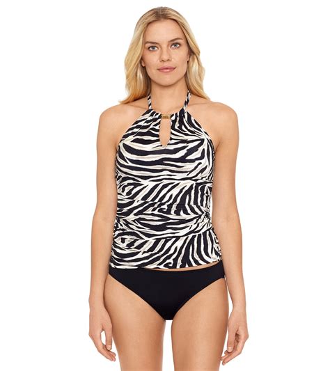 Lauren Ralph Lauren Womens Zebra High Neck Tankini Top At