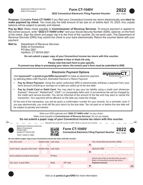 Form Ct 1040v 2022 Fill Out Sign Online And Download Printable Pdf Connecticut