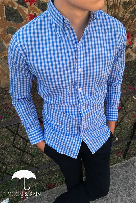 Camisa De Cuadros Azul Cielo Slim Fit De Venta Exclusiva En Tiendas