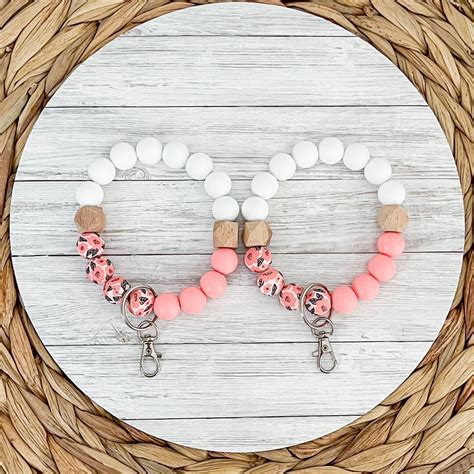 Silicone Beaded Wristlet Keychain Stretchy Keychain Wristlet Keychain