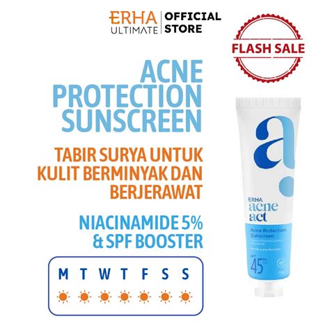 Jual ERHA AcneAct Acne Protection Sunscreen SPF 45 PA 30gr Shopee