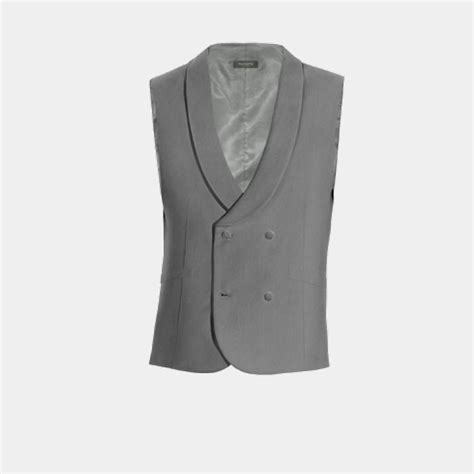 Gilet Doppio Petto Con Risvolto Arrotondato Grigio Mezza Stagione Con