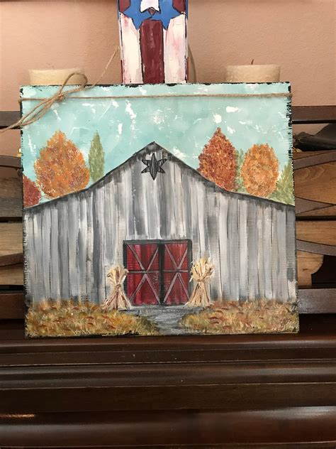 Faded Fall Barn Old Country Barn in Fall Handpainted Onto - Etsy