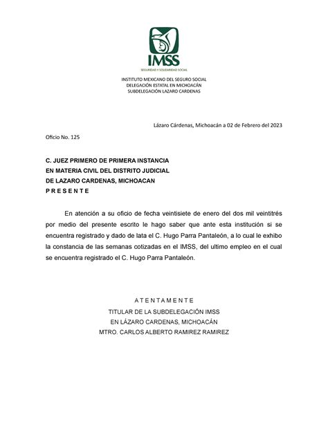 Oficio Dirigido Al Imss Image To U